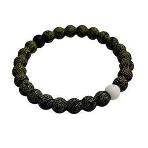 Lokai Unisex Star Wars Bracelet Black Yellow Logo Print Silicone Beaded Medium